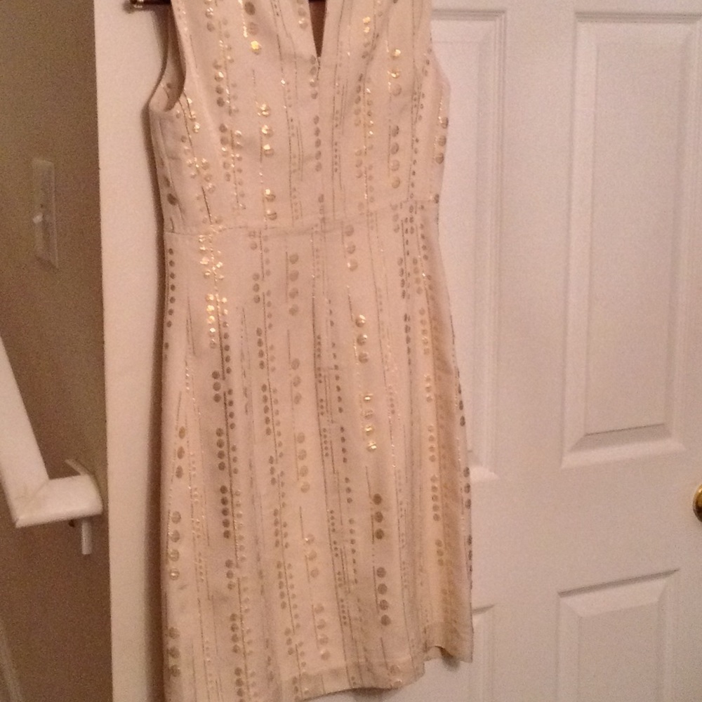 Tory Burch Cream & Gold sheath dress size 6